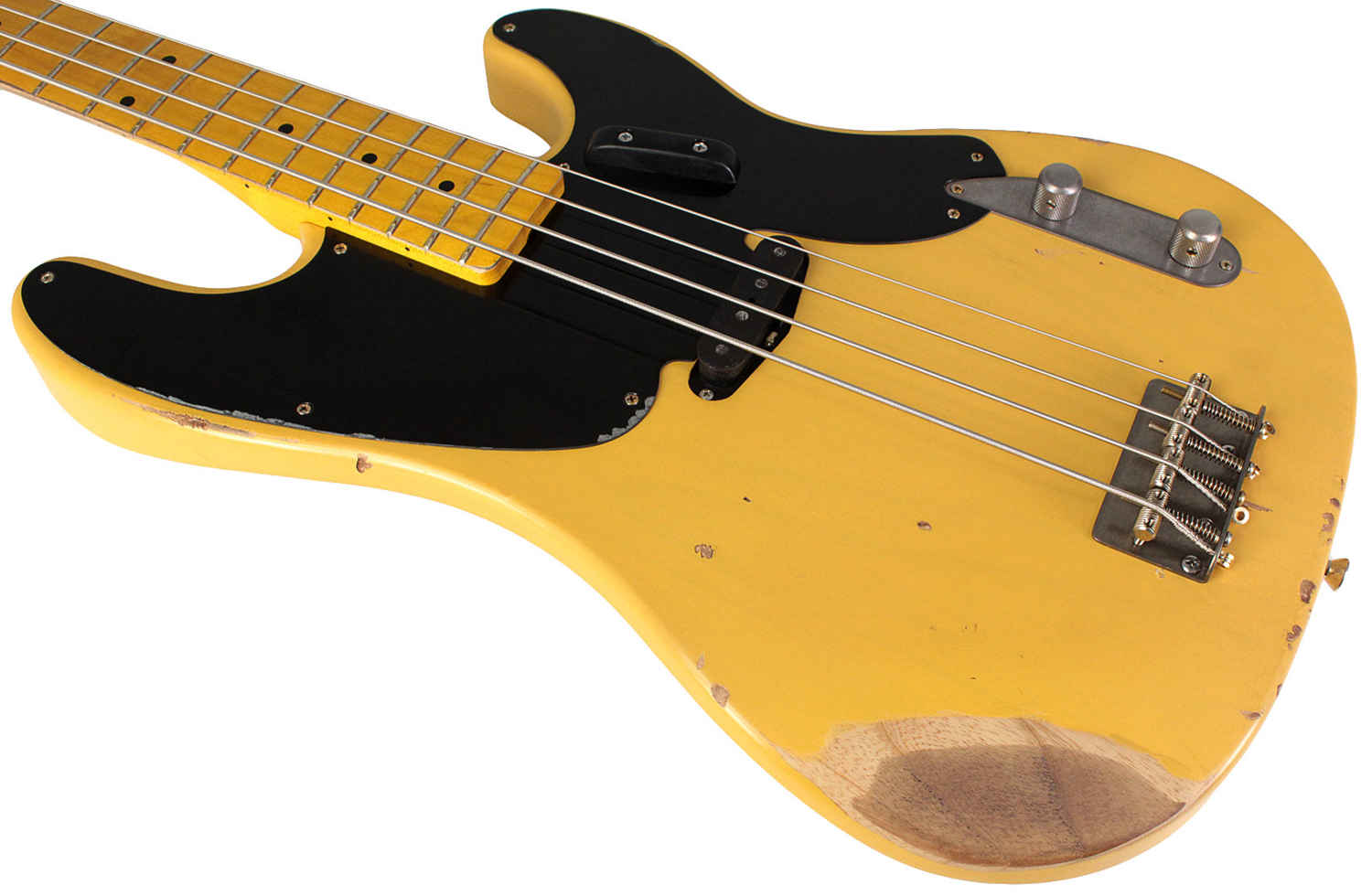 Nash PB-55 Bass Guitar, Butterscotch Blonde, Medium Aging