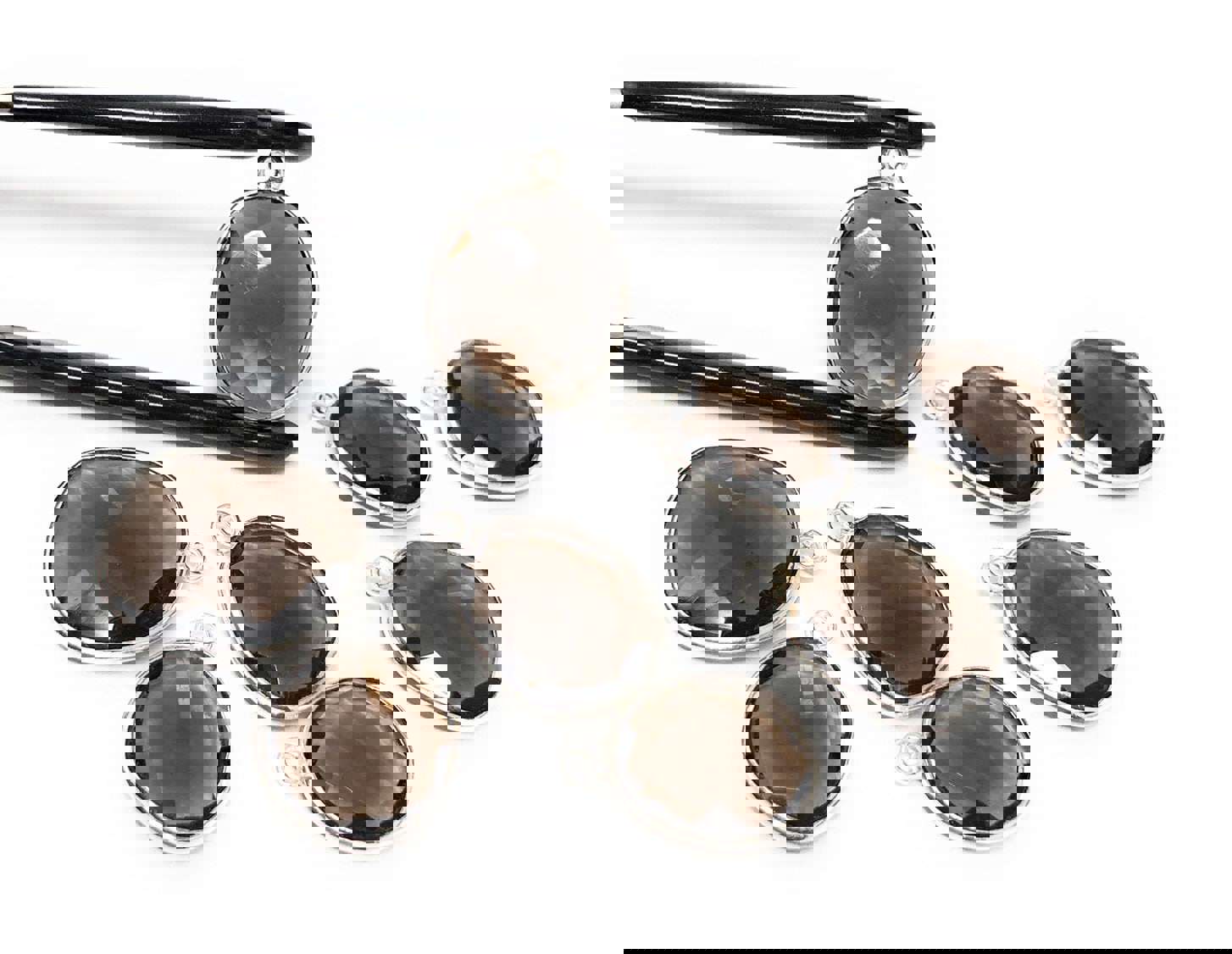 5Pcs Smokey Quartz Charms, Sterling Silver Gemstone Charms for DIY Jewelry Making