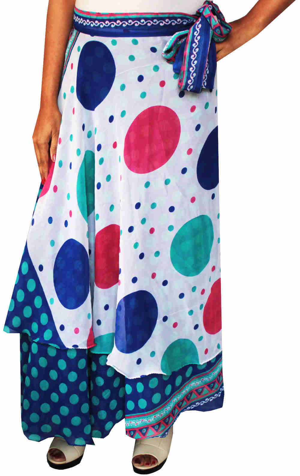Long Indian Skirt for Women - Blue Beach Wrap Around Skirt