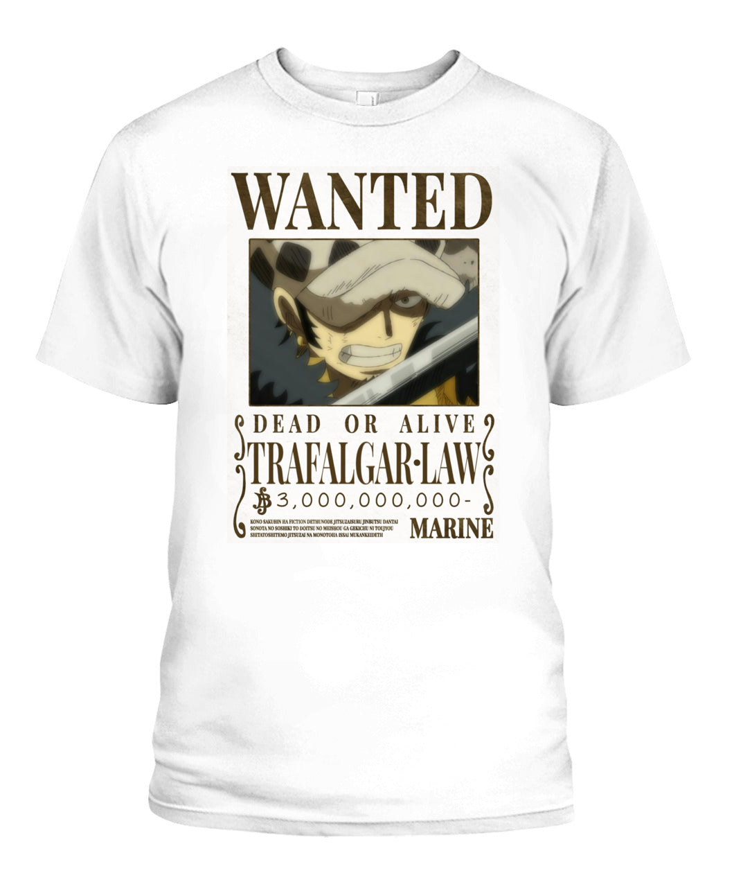 Trafalgar Law Wanted Custom Graphic Apparel - Unisex Cotton T-Shirt