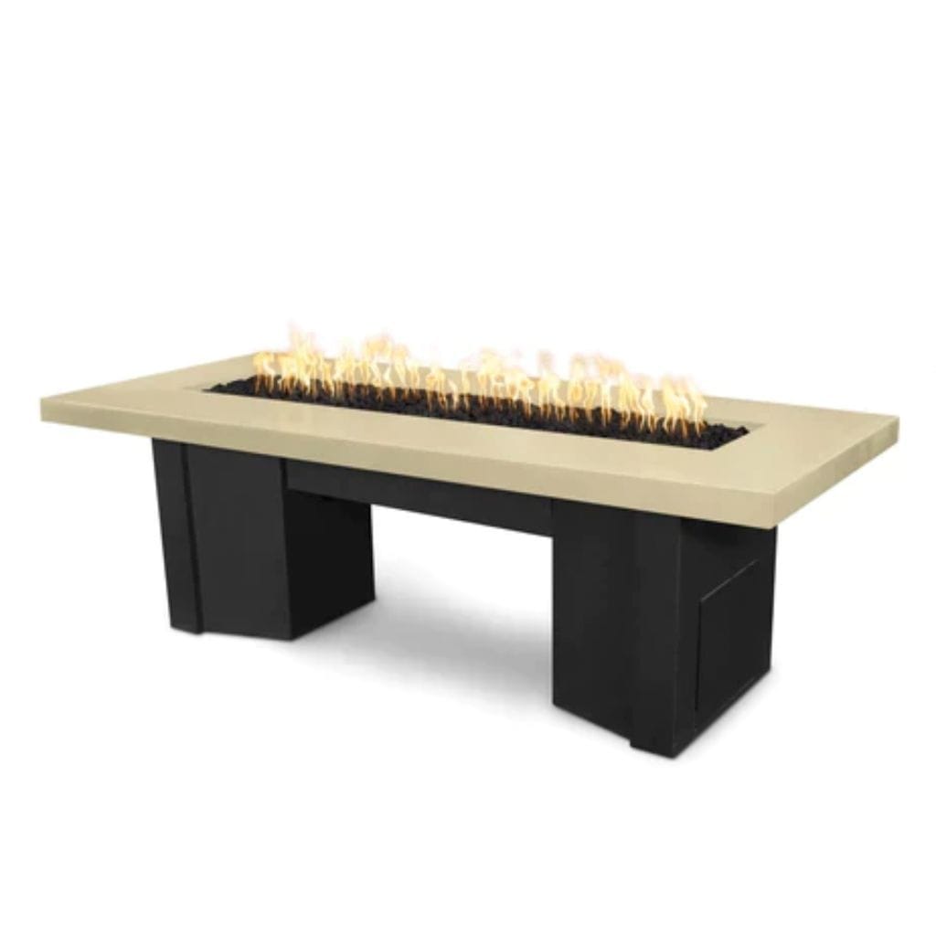 The Outdoor Plus 60 Alameda GFRC Metallic/Rustic Concrete Top Rectangle Liquid Propane Fire Pit Table - 110V Electronic