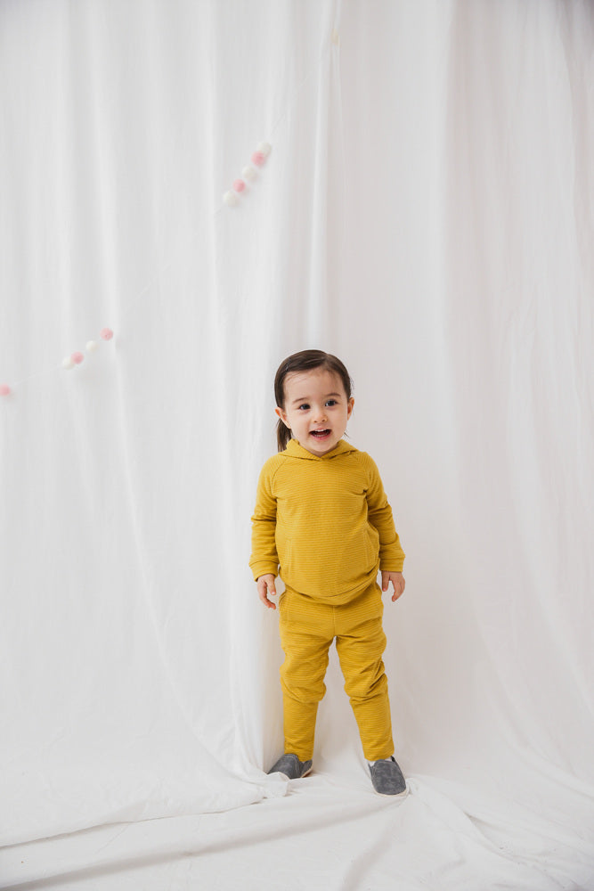 Mustard Bold Bengdi Hoodie & Pants Set for Kids