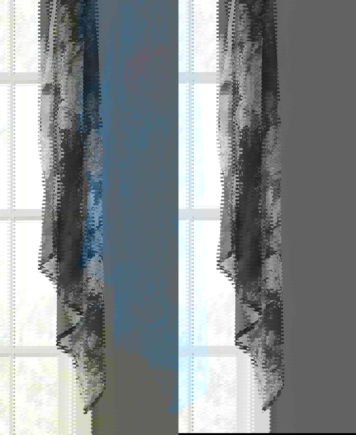 Fleur Rod Pocket Voile Sheer Curtain in Stone Grey
