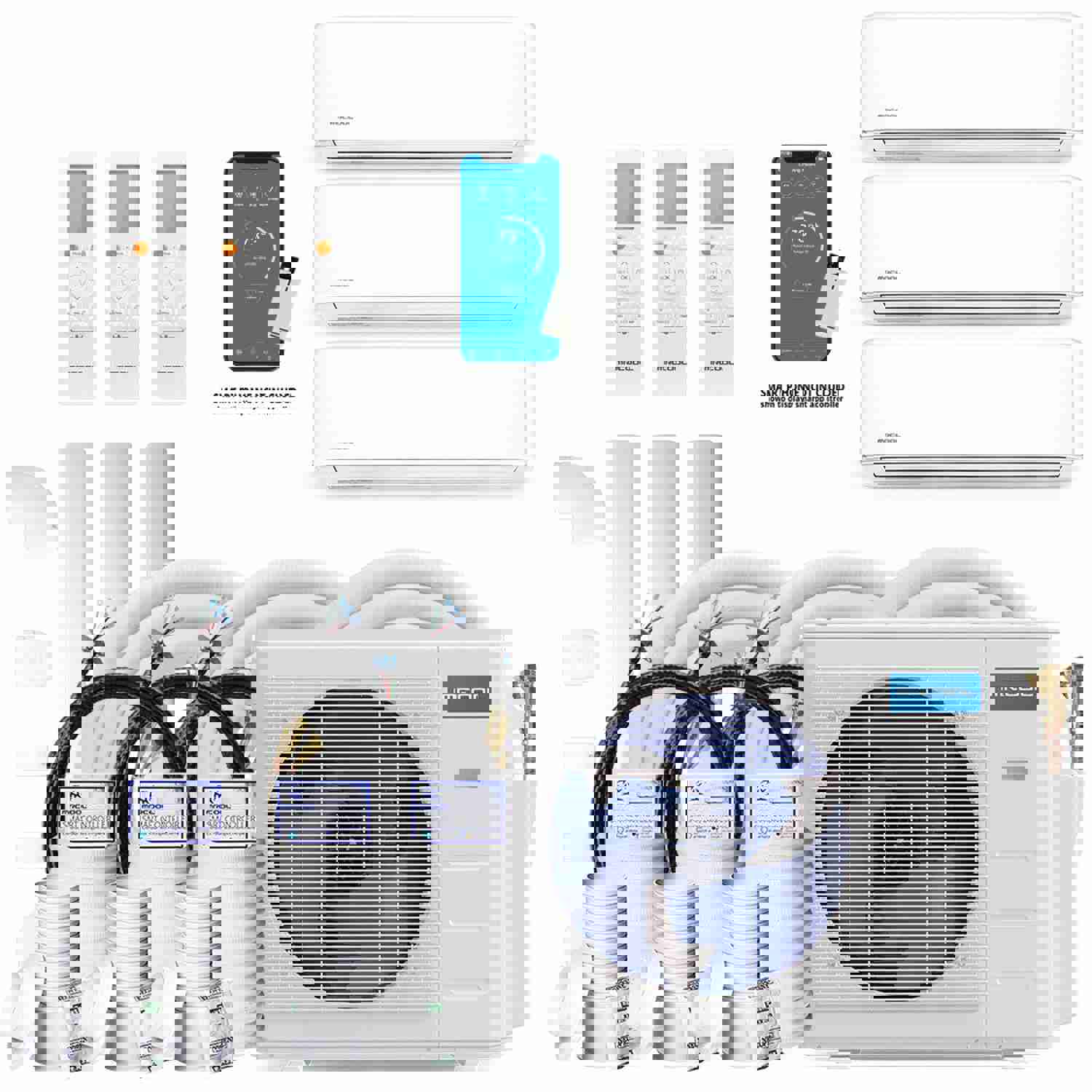 MRCOOL DIY 4th Gen 27K BTU 3-Zone Condenser with 9K+12K+12K Handlers and 16ft Linesets Bundle