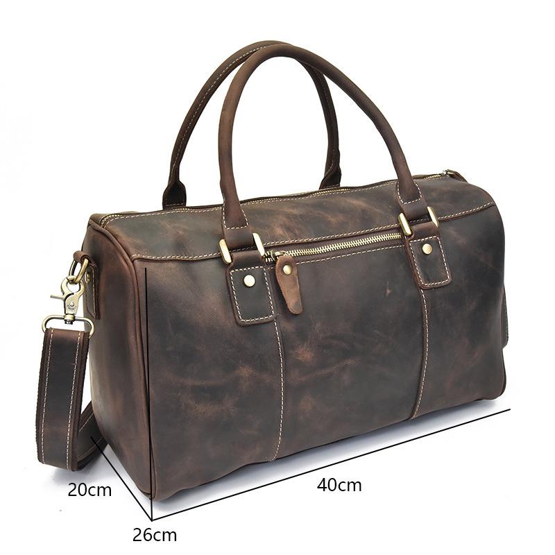 Vintage Leather Weekender Duffle Bag for Men - Italian Cowhide