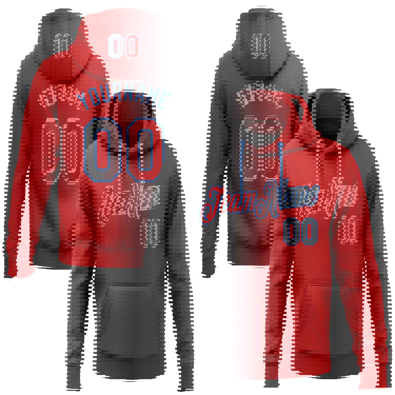 Custom Stitched Red Steel Gray-Light Blue Gradient Fashion Sports Pullover Sweatshirt Hoodie