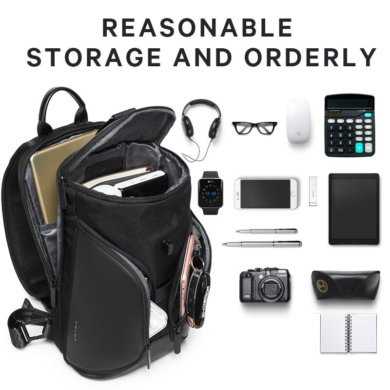 Leather Sling Crossbody Bag for Men & Women with USB Charging, Oxford Waterproof, Large Capacity