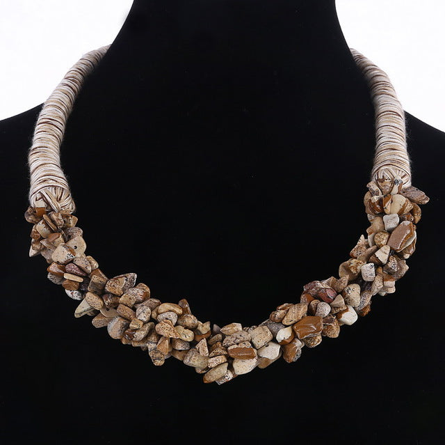 New Bohemia Statement Choker with 100% Natural Coral Stone for Women