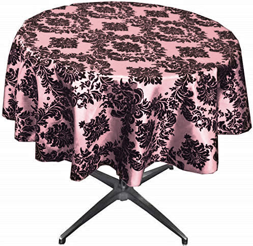 Pink Taffeta Flocking Damask Table Rounds for Wedding and Special Events