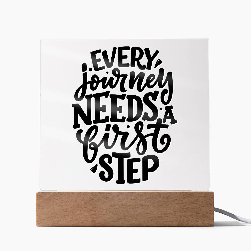 First Steps - Motivational Acrylic with LED Night Light - Inspirational Home Decor - Perfect Gift for Any Occasion
