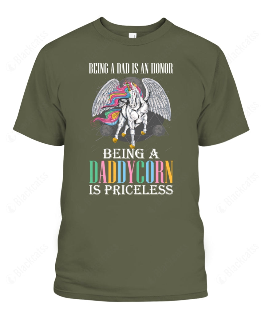 Being A Daddycorn Is Priceless Custom Graphic Apparel - Unisex Classic Fit Cotton T-Shirt
