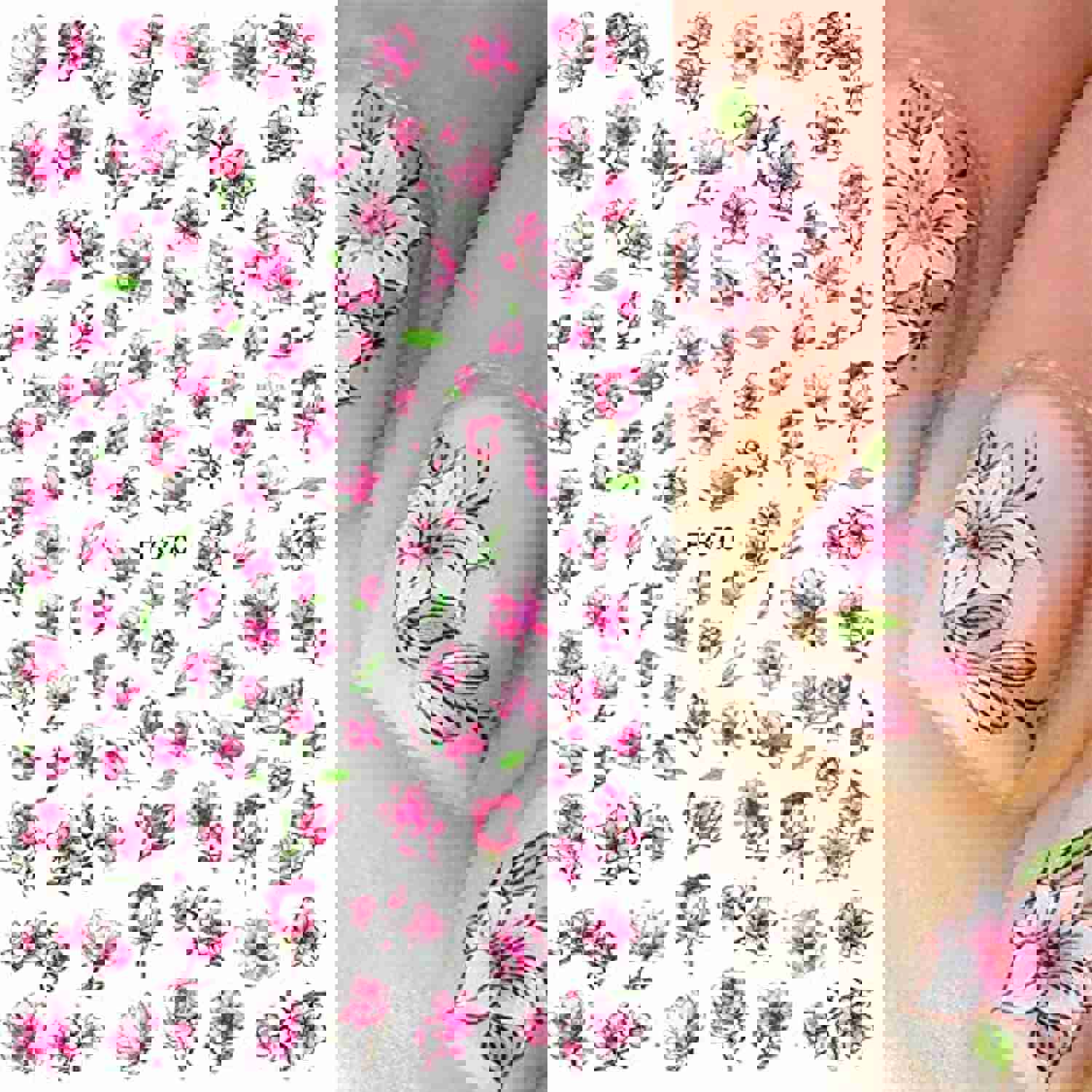 Dornail 8 Sheets Butterfly Floral Nail Stickers - Self-Adhesive Summer Nail Art Decals