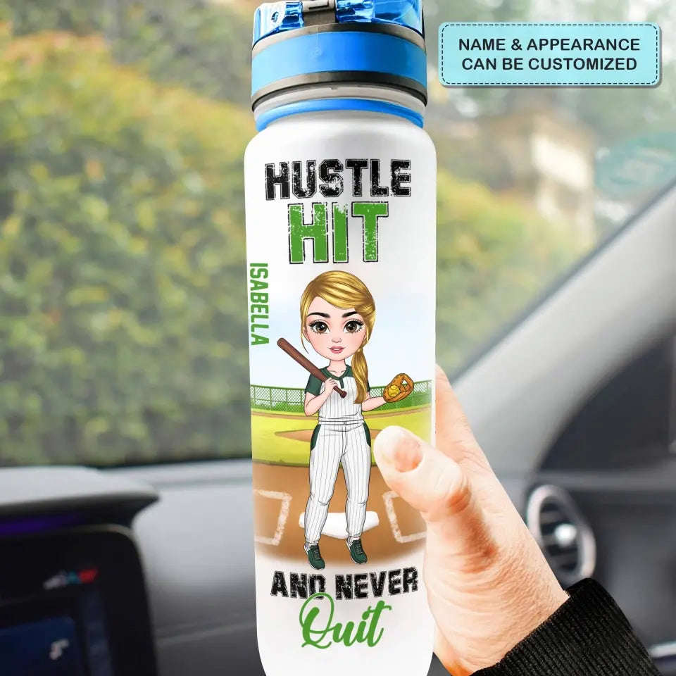 Personalized Custom Water Tracker Bottle - Motivational Gift for Baseball and Softball Lovers