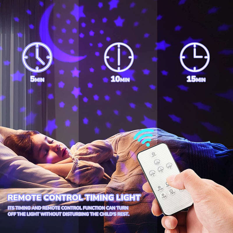 Timer Rotation Star Night Light Projector for Kids, 16 Colors, Auto Shut-off