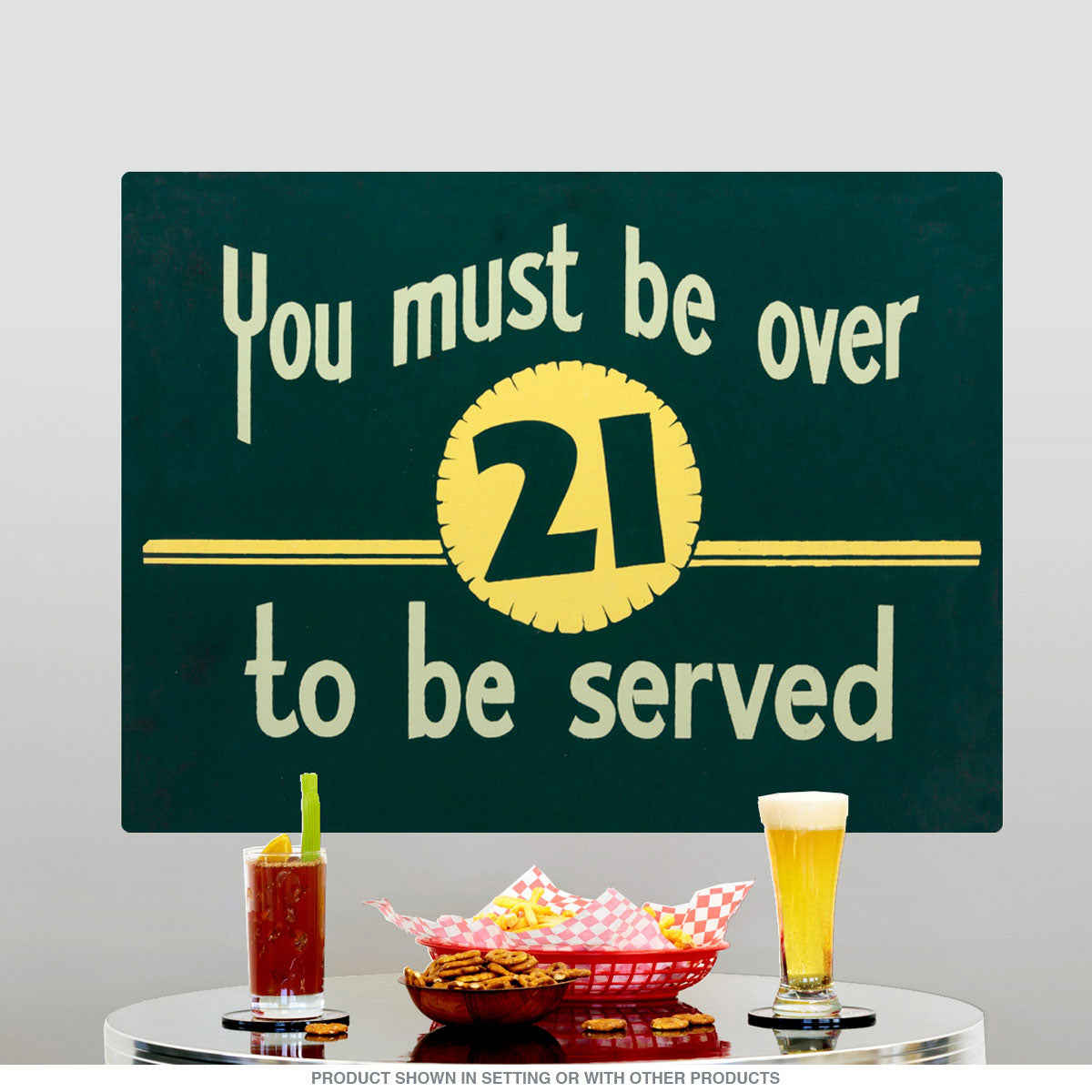Vintage Over 21 Served Bar Wall Decal for Retro Home Bars