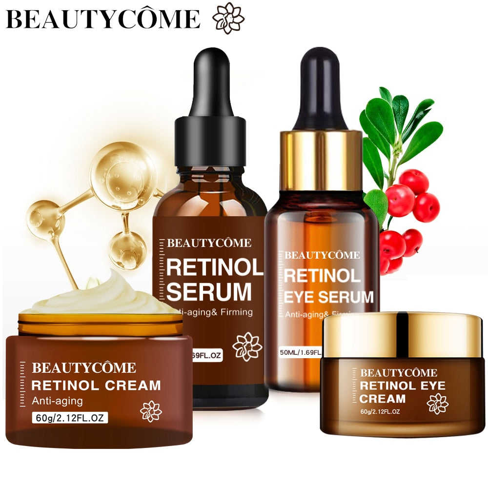 BEAUTYCOME Retinol Face Eye Cream Serum 4PCS/Set - Anti-Aging & Wrinkle Reduction