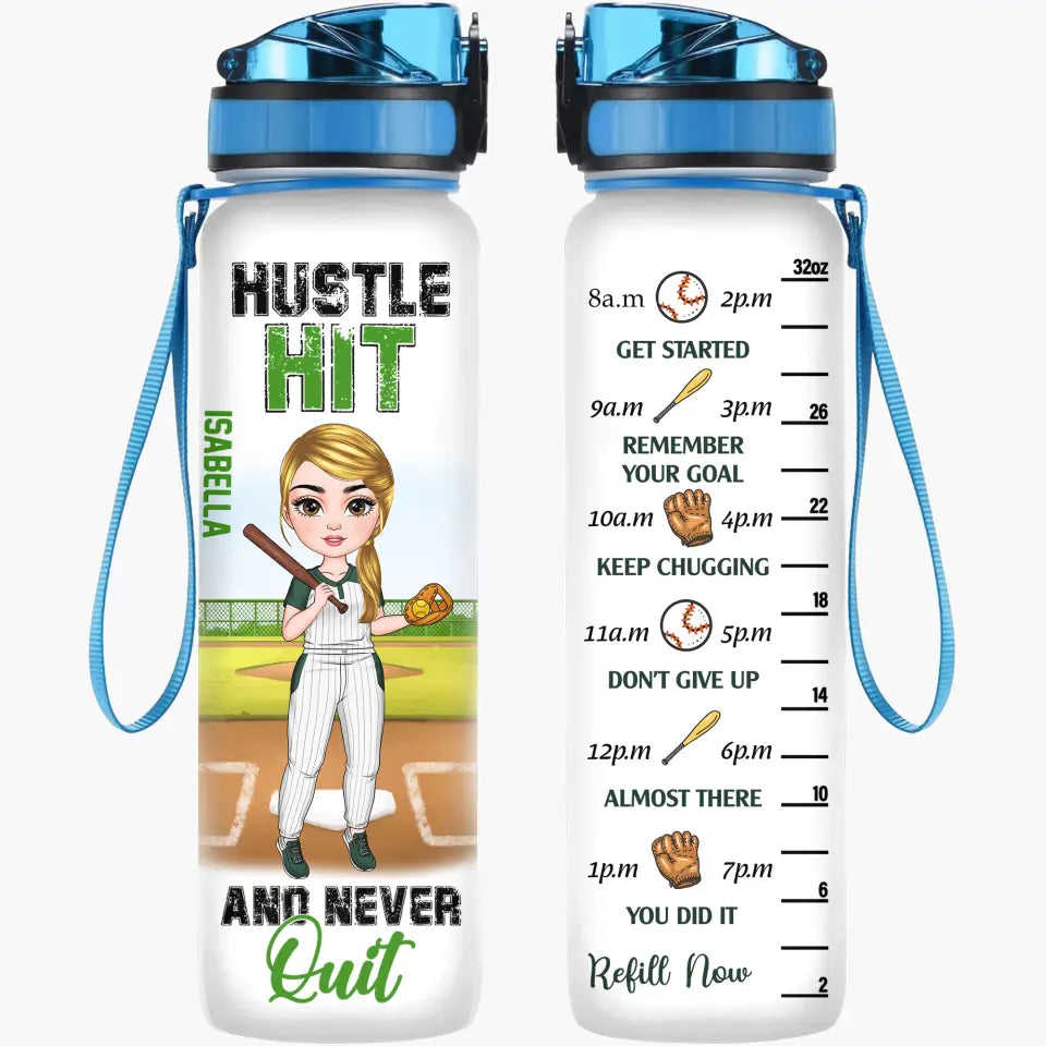 Personalized Custom Water Tracker Bottle - Motivational Gift for Baseball and Softball Lovers