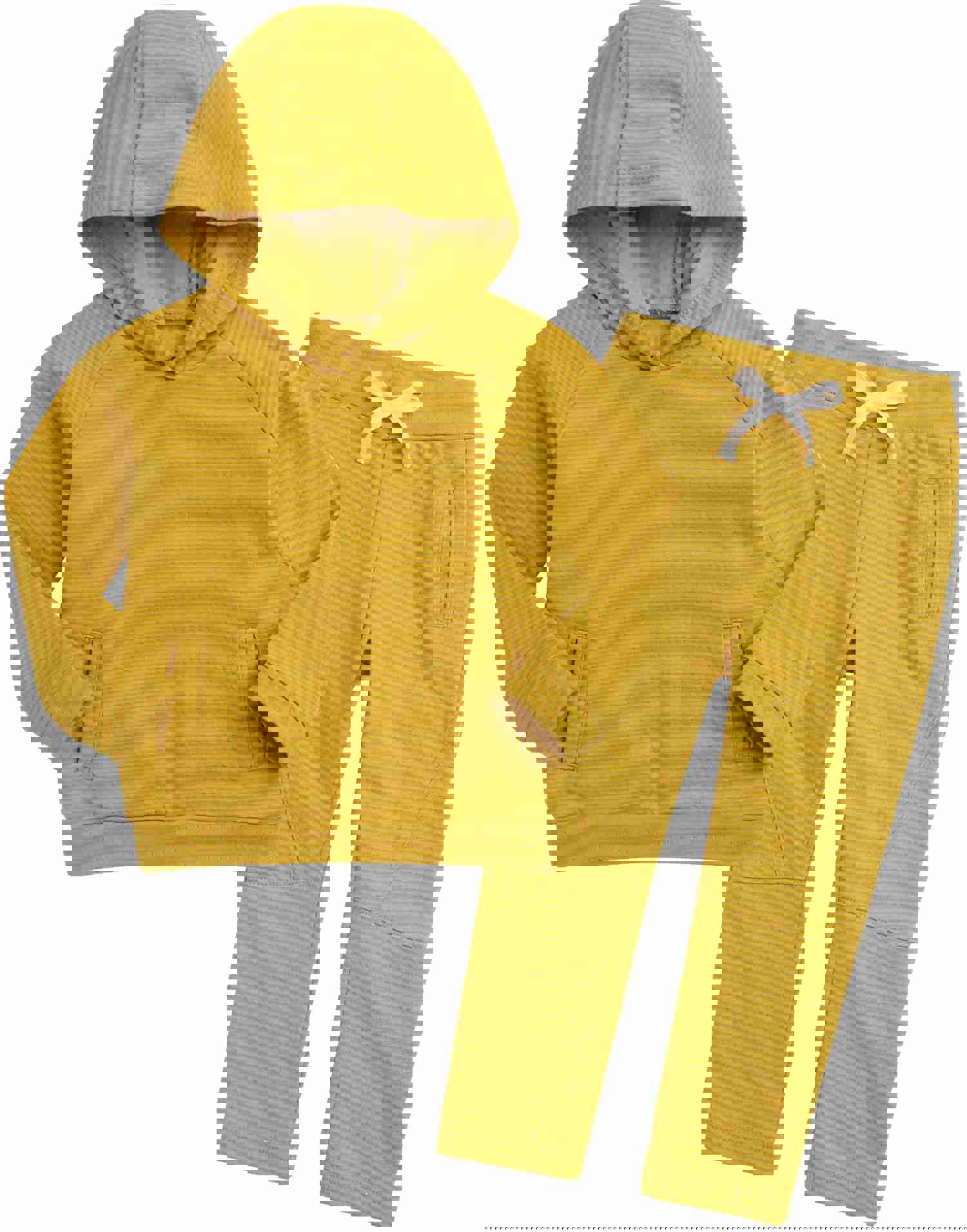Mustard Bold Bengdi Hoodie & Pants Set for Kids