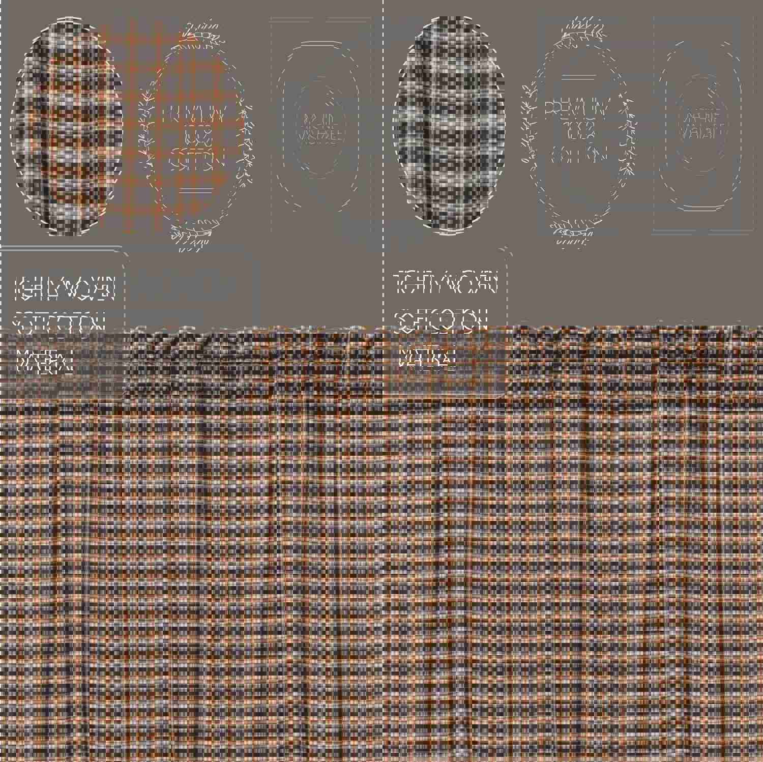 Primitive Swag Set Bingham Star Plaid Black Red Americana Kitchen Curtains