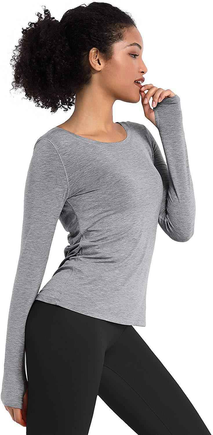 BUBBLELIME Women's Workout Tops - Soft Modal Athletic Shirts with Open Back for Yoga & Running
