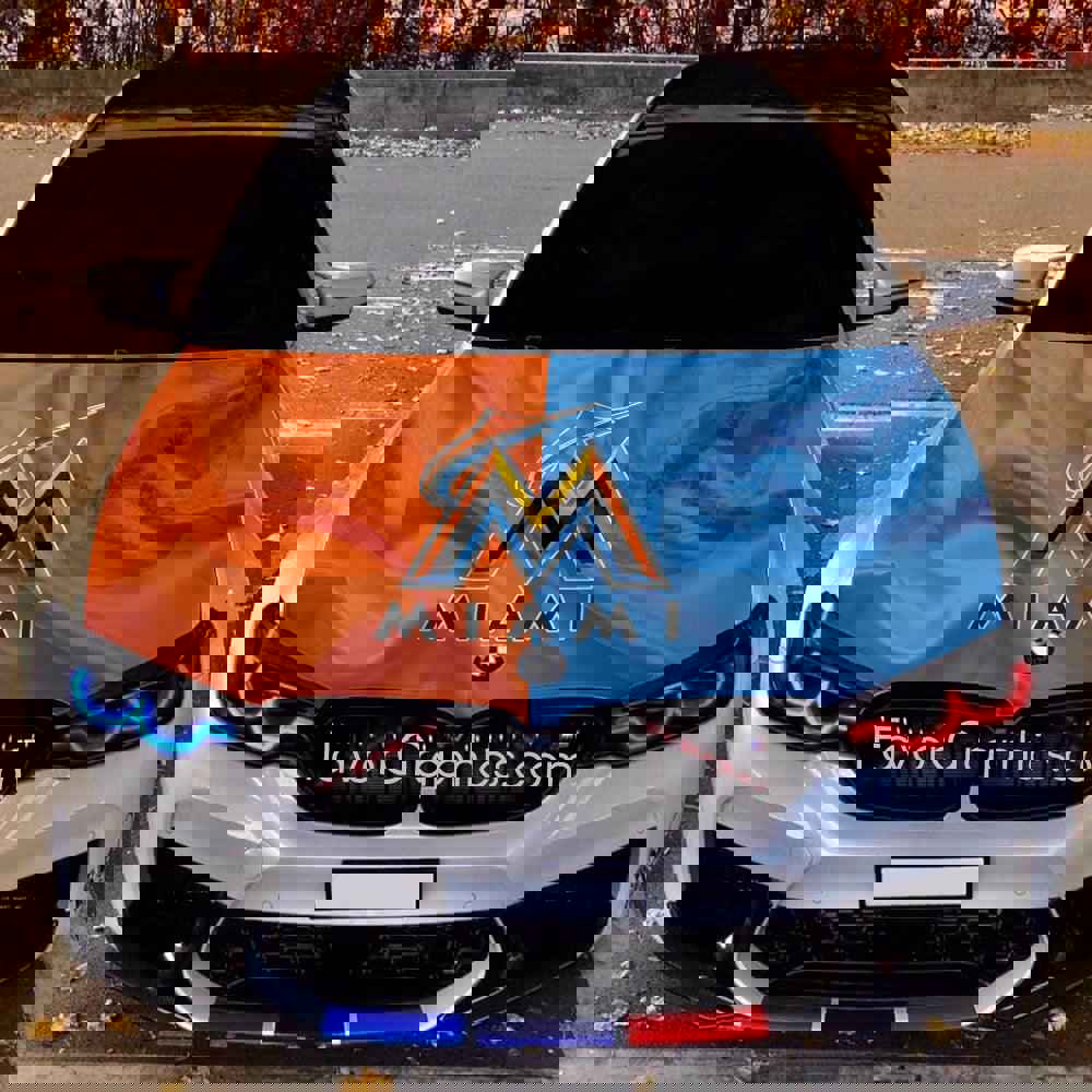 Miami Marlins Itasha Car Vinyl Hood Wrap Decal Sticker