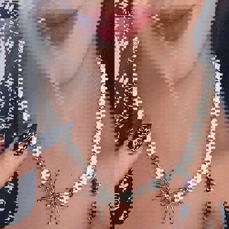 Ciara Glowing Pearl Necklace - 925 Sterling Silver with Cubic Zirconia