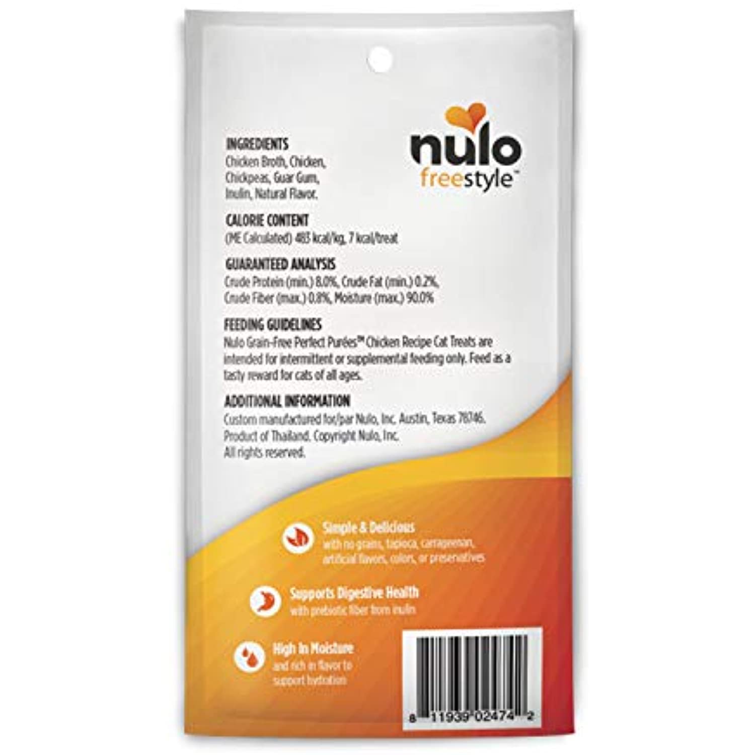 Nulo Freestyle Perfect Purees - Chicken Recipe - Cat Food, Pack of 6 - Premium Cat Treats, 0.50 oz. Pouches