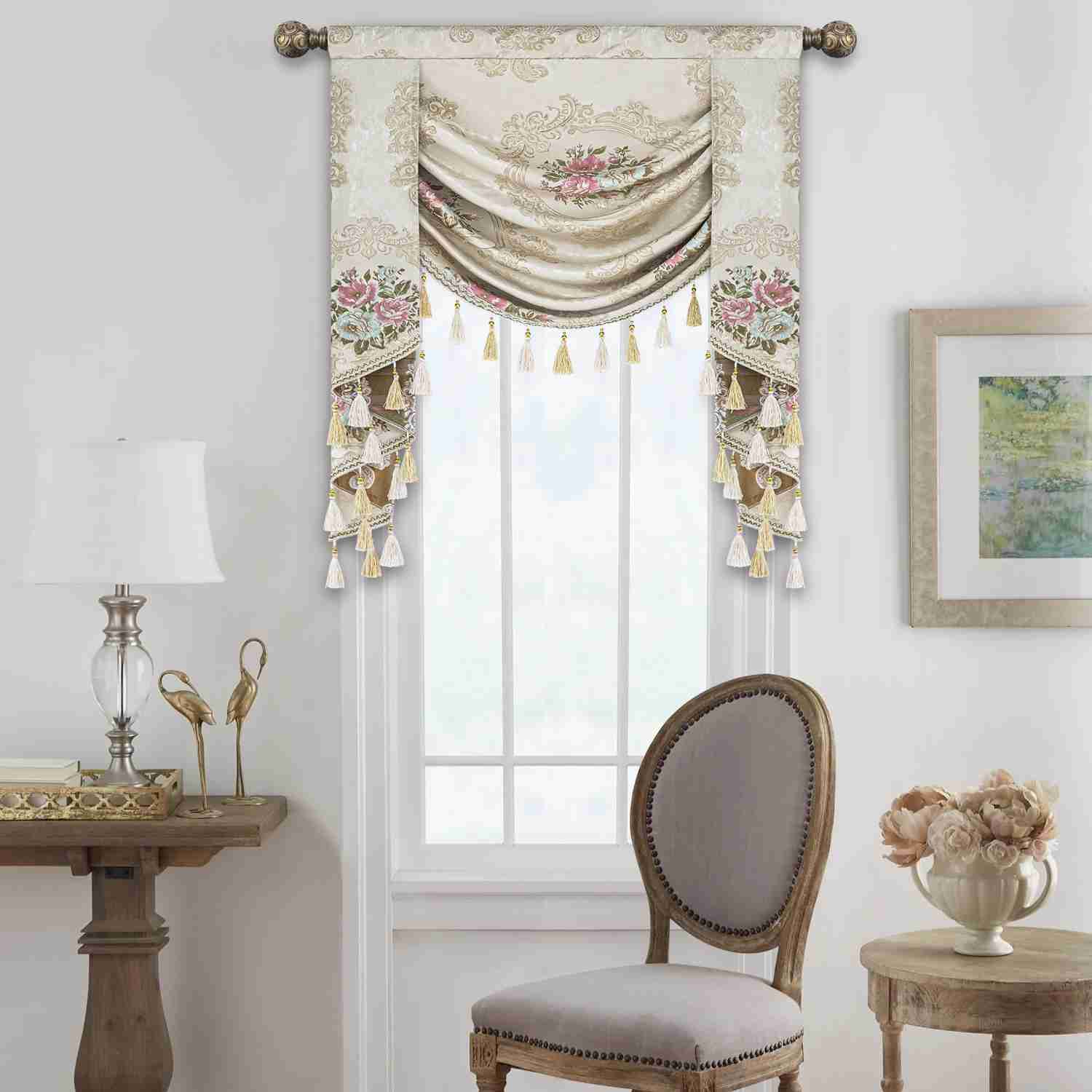 Carmel Swag Valance with Exquisite Floral Patterns