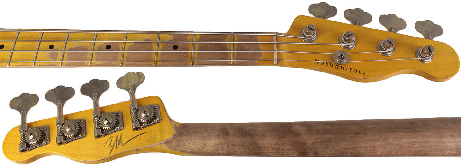 Nash PB-55 Bass Guitar, Butterscotch Blonde, Medium Aging