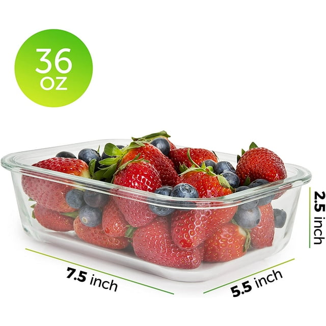 Prep Naturals Glass Meal Prep Container with Airtight Lids - 5 Pack, 36 Ounce