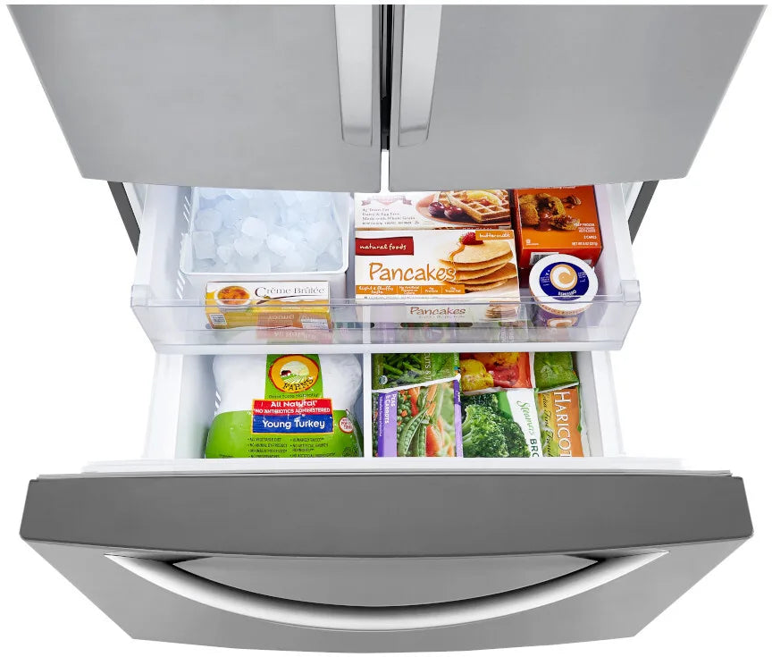 LG - 33 in. W 25 cu. ft. French Door Refrigerator with Ice Maker in PrintProof Stainless Steel