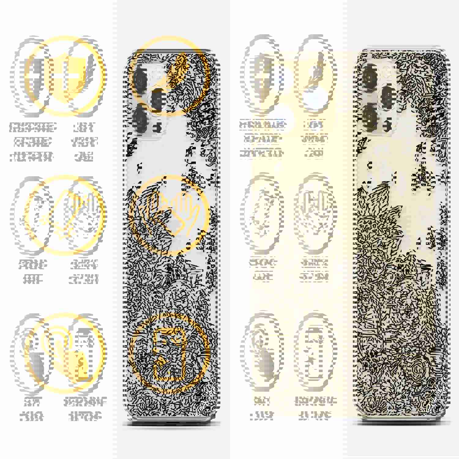 High-Quality TPU Clear Case with Wind Flower Design for iPhone & Samsung Phones