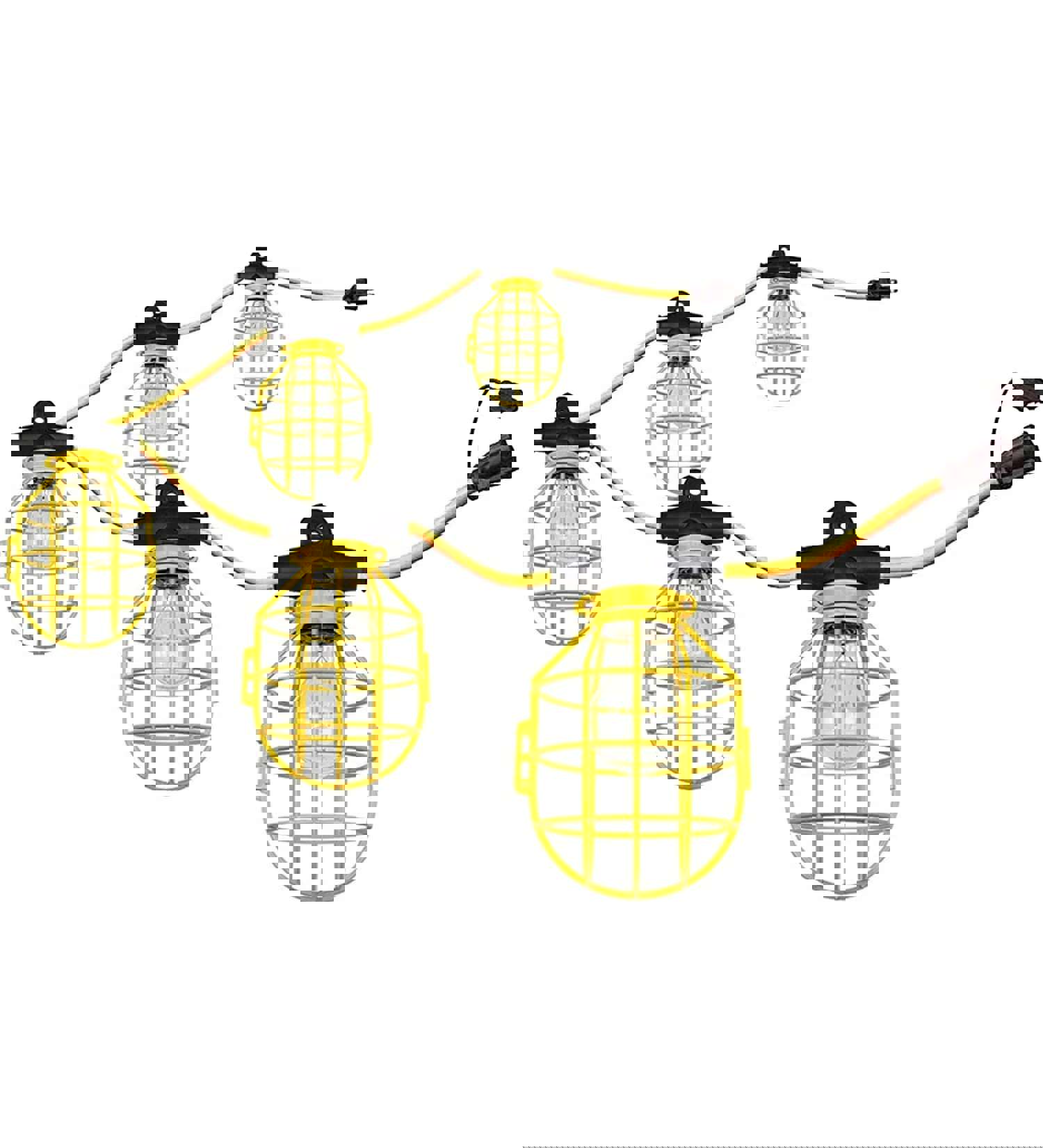Ciata Lighting 50 Feet Construction Temporary String Light Plastic, E-26 Medium Screw Base Socket, 75 Watt, 120 Volts, 14 Gauge Wire for Indoor/Outdoor Use, ETL Listed in Yellow Finish