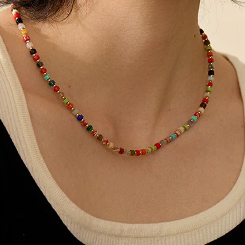 Valentina Natural Stone Necklace - Elegant Gemstone Jewelry with 18K Gold PVD