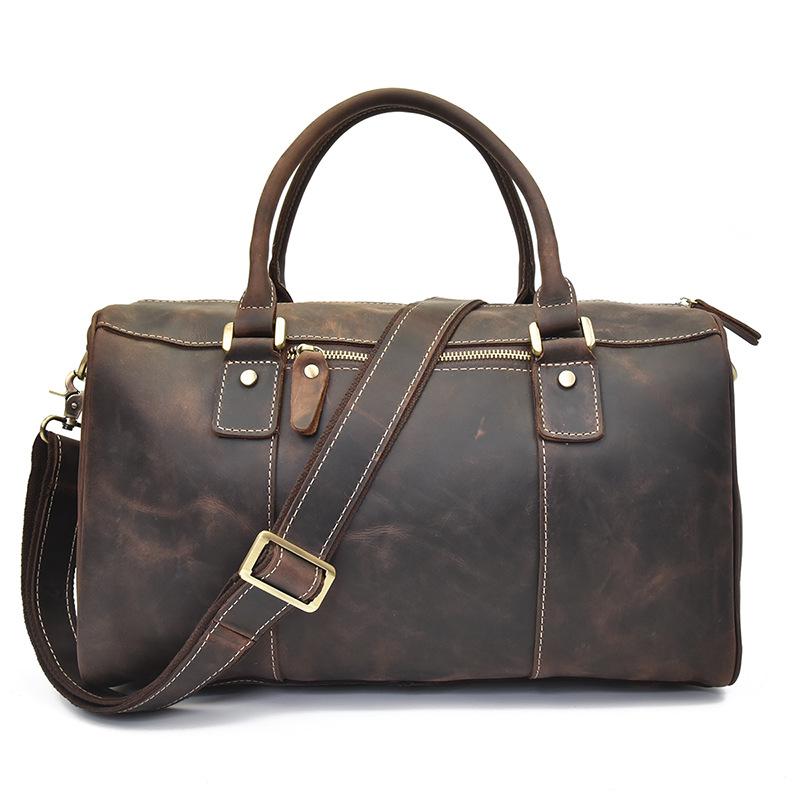 Vintage Leather Weekender Duffle Bag for Men - Italian Cowhide