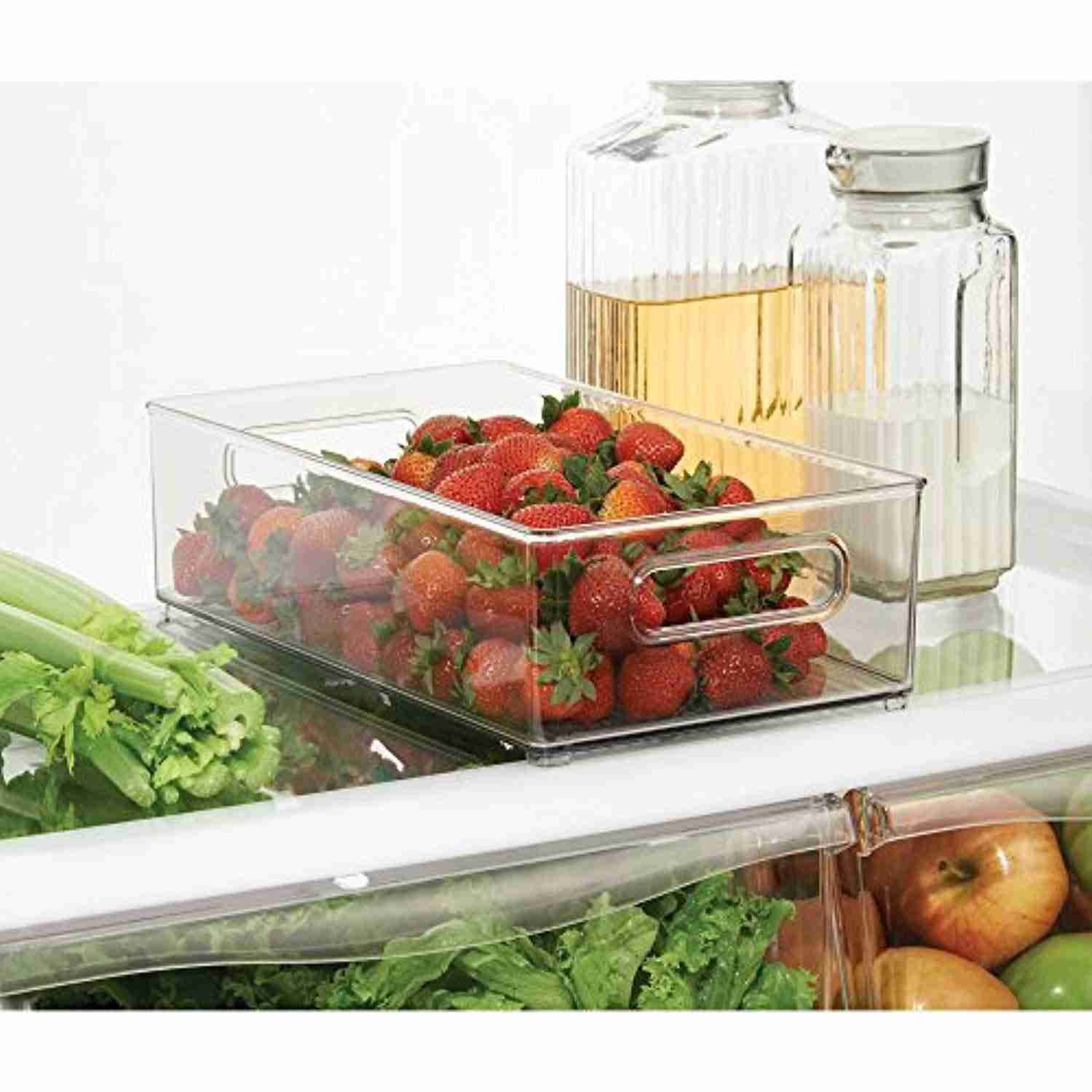 mDesign Plastic Kitchen Pantry Cabinet Organizer Set - 4-Piece Clear Storage Bins for Food and Drinks
