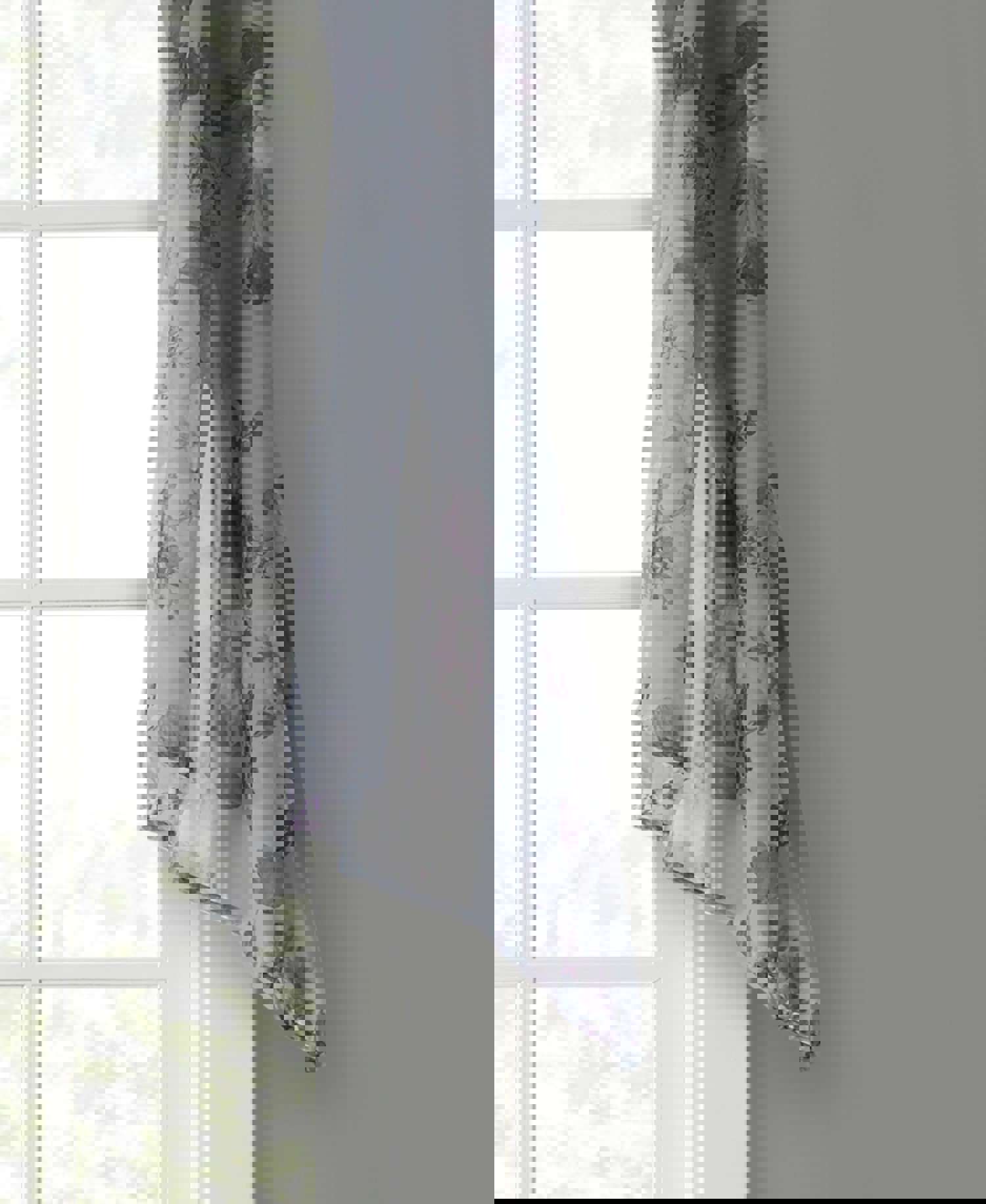 Fleur Rod Pocket Voile Sheer Curtain in Stone Grey