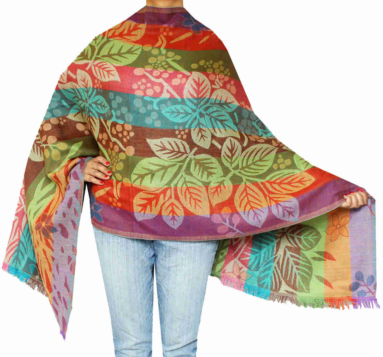 Jamawar Scarf Wool Shawl - Women's Wrap India Clothing (76 x 26 inches)