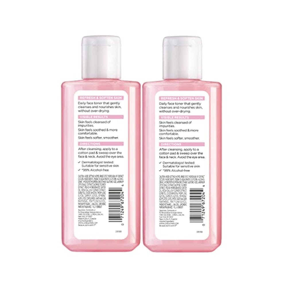 L'Oreal Paris HydraFresh Alcohol-Free Toner with Pro-Vitamin B5 for Smoother, Brighter Skin, 2 Count