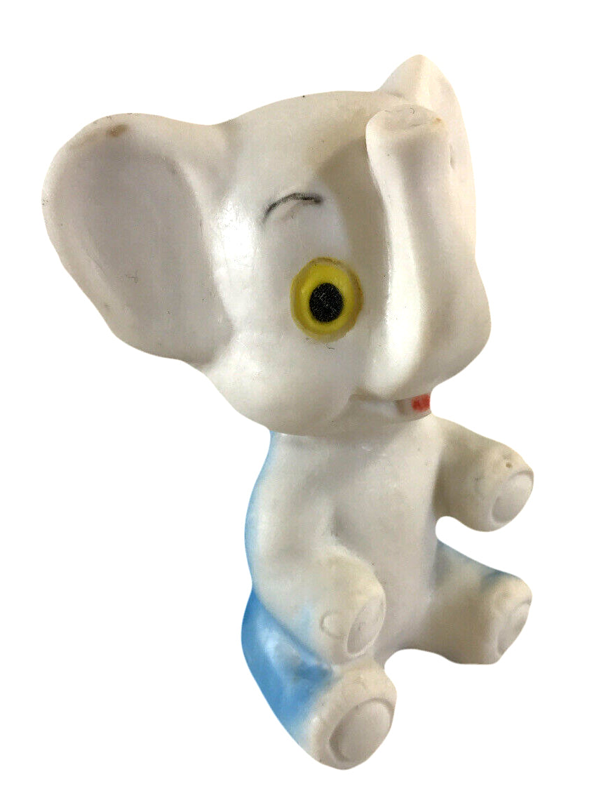Vintage Baby Elephant Blue Painted Rubber Squeaky Toy