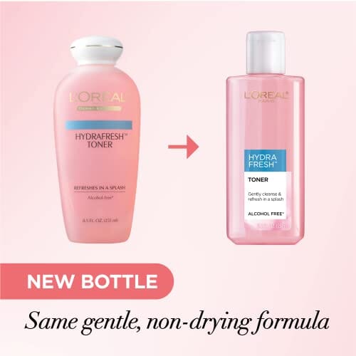 L'Oreal Paris HydraFresh Alcohol-Free Toner with Pro-Vitamin B5 for Smoother, Brighter Skin, 2 Count