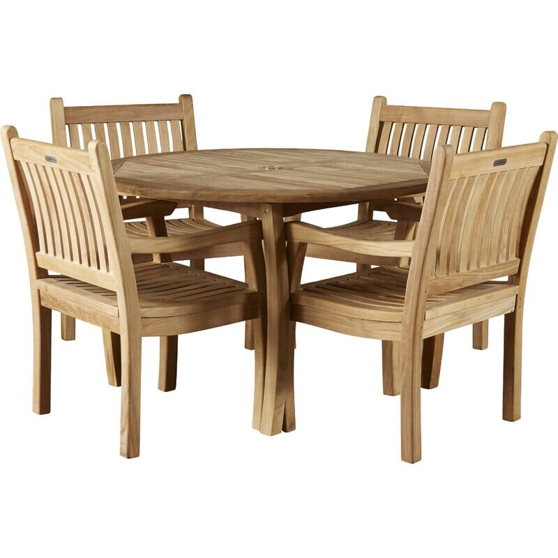 Tortuga Outdoor Jakarta Teak 5 Pc Dining Set (48 Dining Table & 4 Arm Chairs)