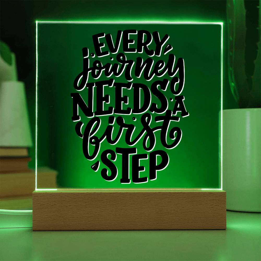 First Steps - Motivational Acrylic with LED Night Light - Inspirational Home Decor - Perfect Gift for Any Occasion