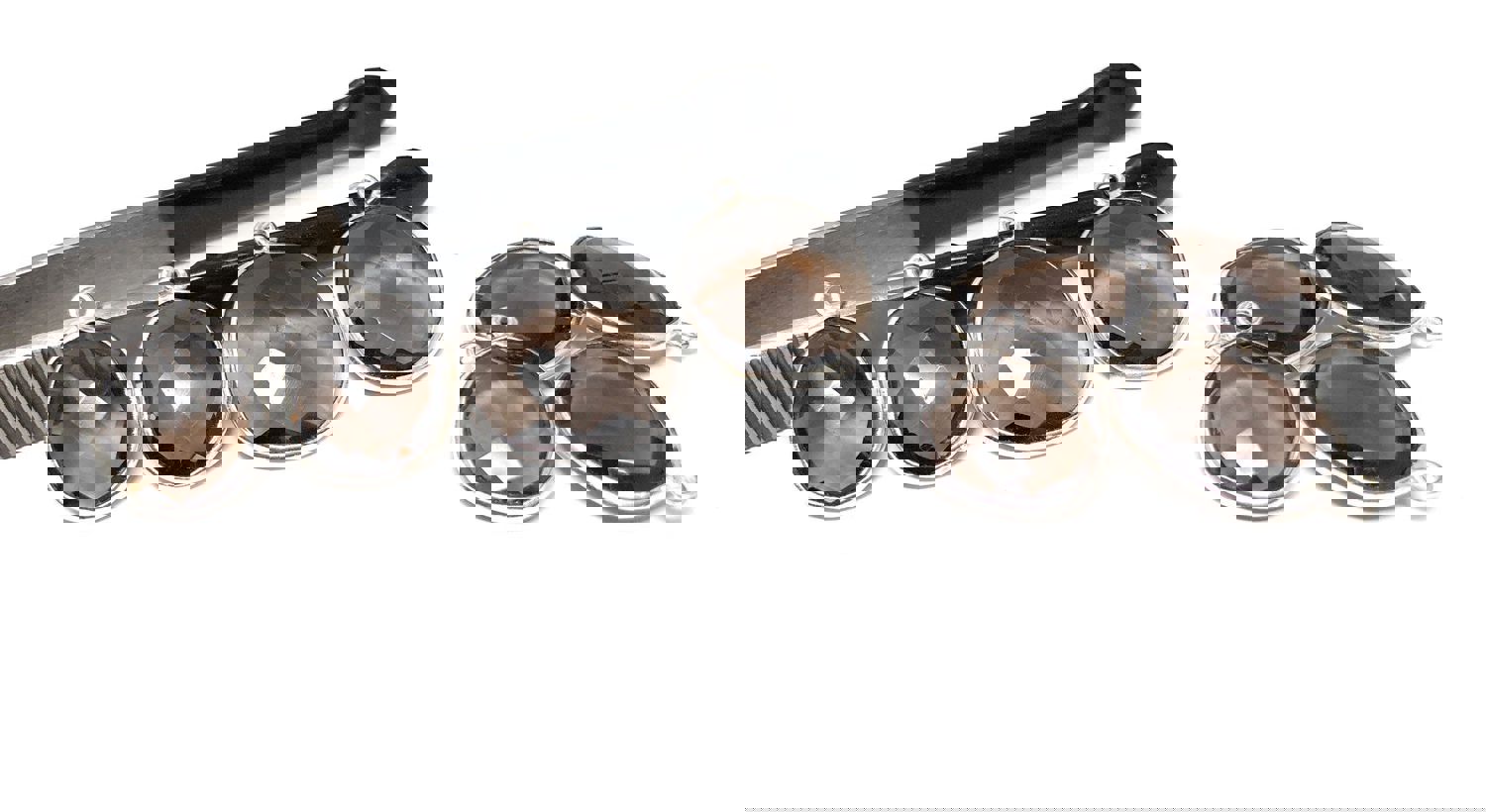 5Pcs Smokey Quartz Charms, Sterling Silver Gemstone Charms for DIY Jewelry Making
