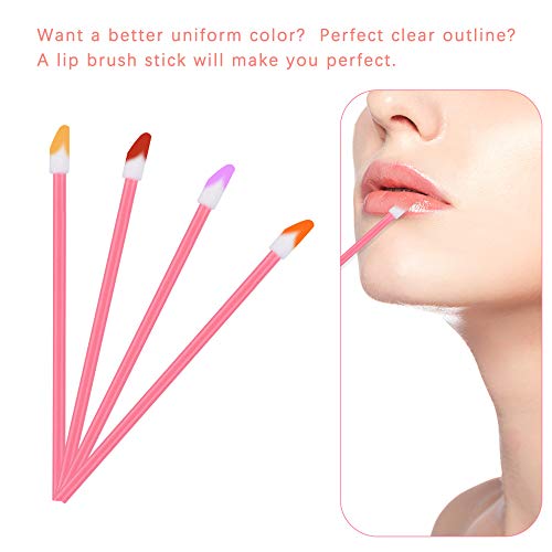 400PCS Disposable Lip Brushes - Pink Lip Gloss Applicator Wands for Makeup
