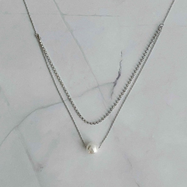 Layered Pearl And Shine Necklace - Elegant & Glamorous Jewelry