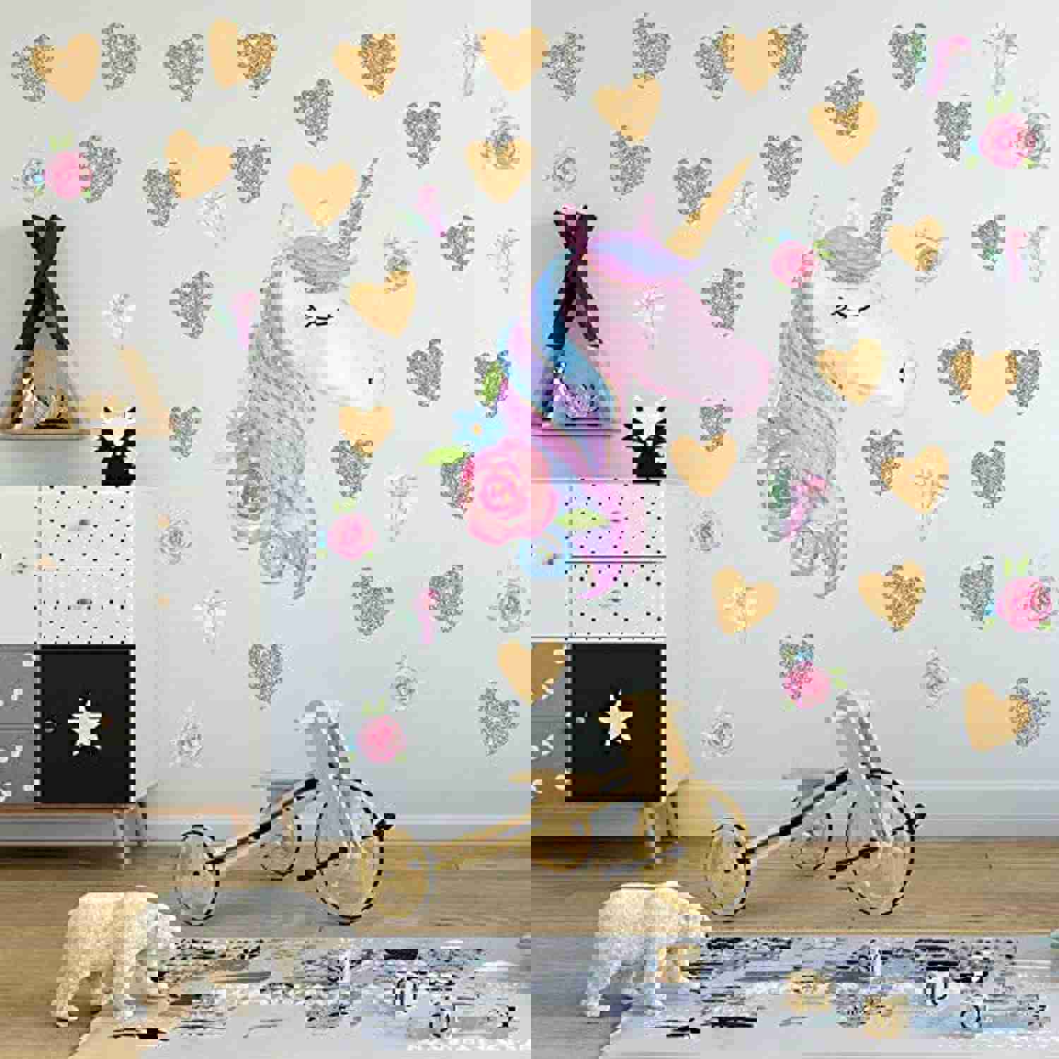 Leint Unicorn Wall Decal 2 Packs - Removable Vinyl Stickers for Kids Room Decor