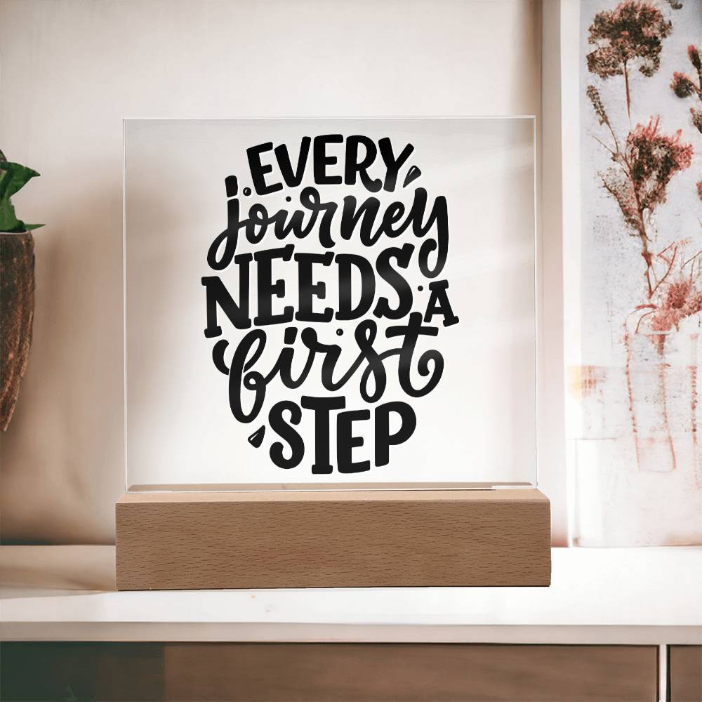 First Steps - Motivational Acrylic with LED Night Light - Inspirational Home Decor - Perfect Gift for Any Occasion