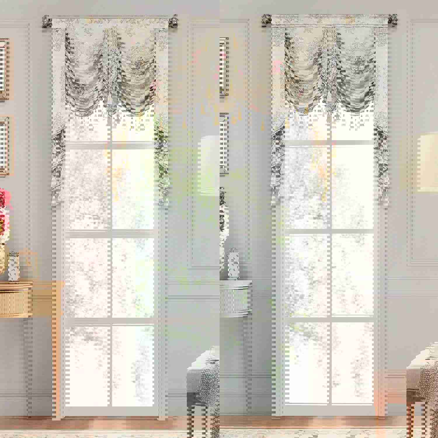 Carmel Swag Valance with Exquisite Floral Patterns