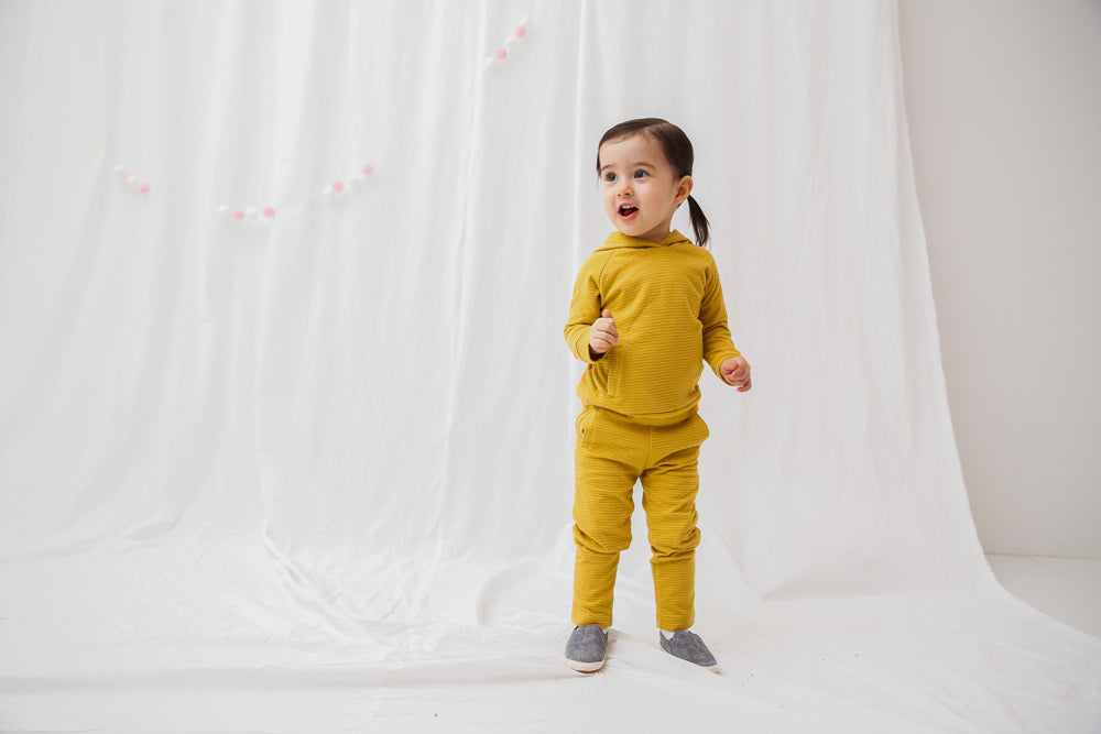 Mustard Bold Bengdi Hoodie & Pants Set for Kids
